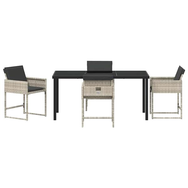 Grote foto vidaxl tuin eetset met kussen 5 pcs lichtgrijs poly riet tuin en terras tuinmeubelen