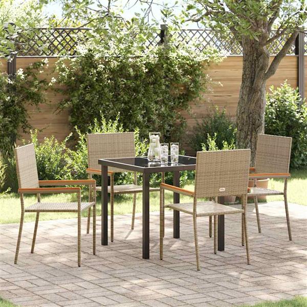 Grote foto vidaxl tuin eetset 5 pcs beige poly riet tuin en terras tuinmeubelen