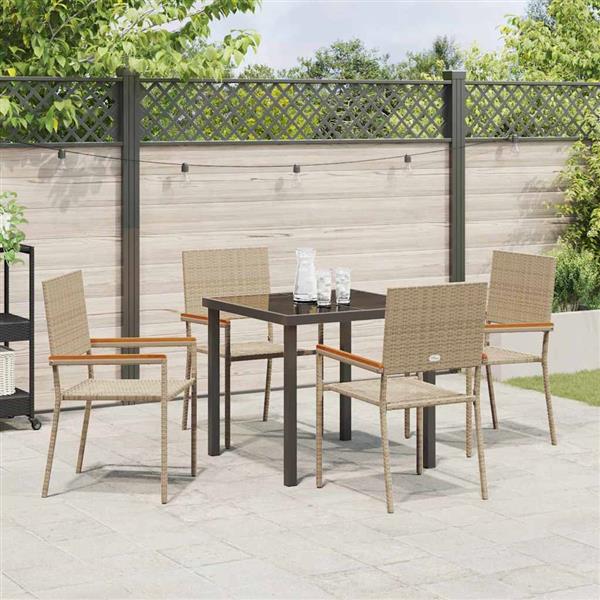 Grote foto vidaxl tuin eetset 5 pcs beige poly riet tuin en terras tuinmeubelen