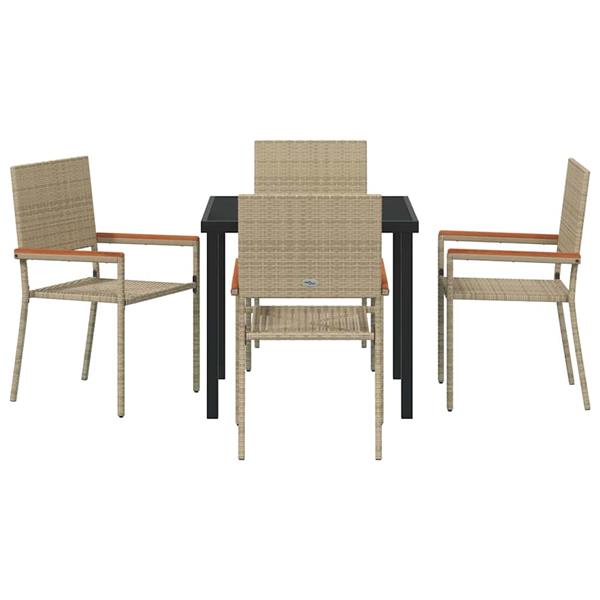 Grote foto vidaxl tuin eetset 5 pcs beige poly riet tuin en terras tuinmeubelen