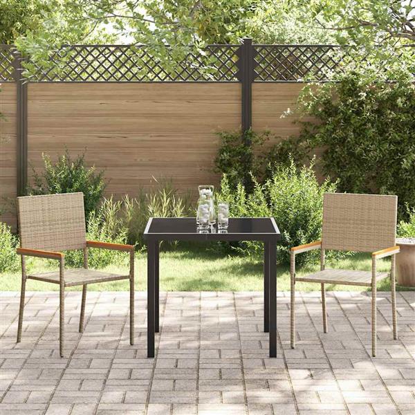 Grote foto vidaxl tuin eetset 3 pcs beige poly riet tuin en terras tuinmeubelen