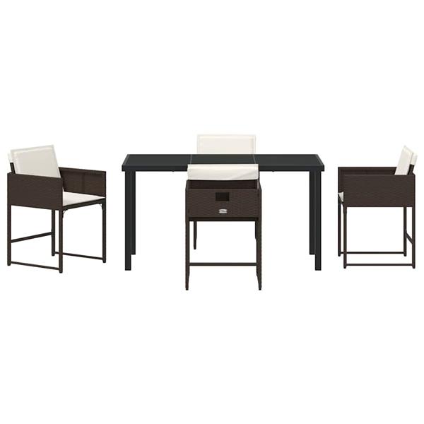 Grote foto vidaxl tuin eetset met kussen 5 pcs bruin poly riet tuin en terras tuinmeubelen