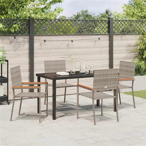 Grote foto vidaxl tuin eetset 5 pcs grijs poly riet tuin en terras tuinmeubelen