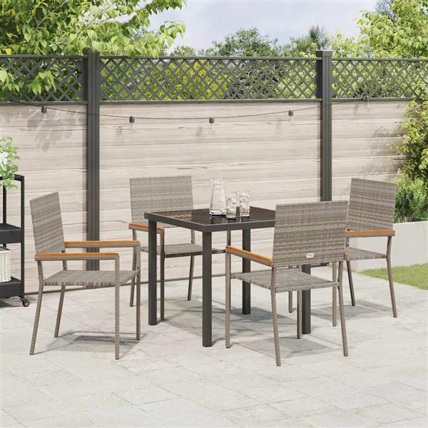 Grote foto vidaxl tuin eetset 5 pcs grijs poly riet tuin en terras tuinmeubelen