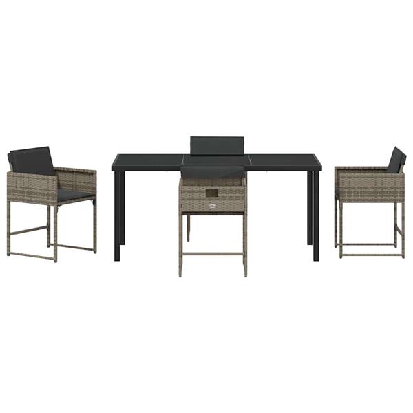 Grote foto vidaxl tuin eetset met kussen 5 pcs grijs poly riet tuin en terras tuinmeubelen