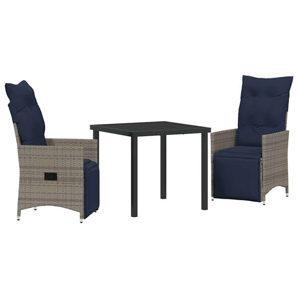 Grote foto vidaxl tuin eetset 3 pcs grijs poly rattan tuin en terras tuinmeubelen