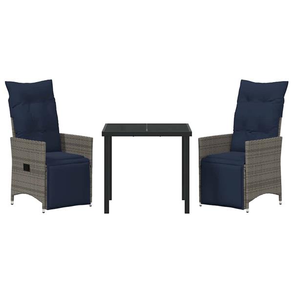 Grote foto vidaxl tuin eetset 3 pcs grijs poly rattan tuin en terras tuinmeubelen