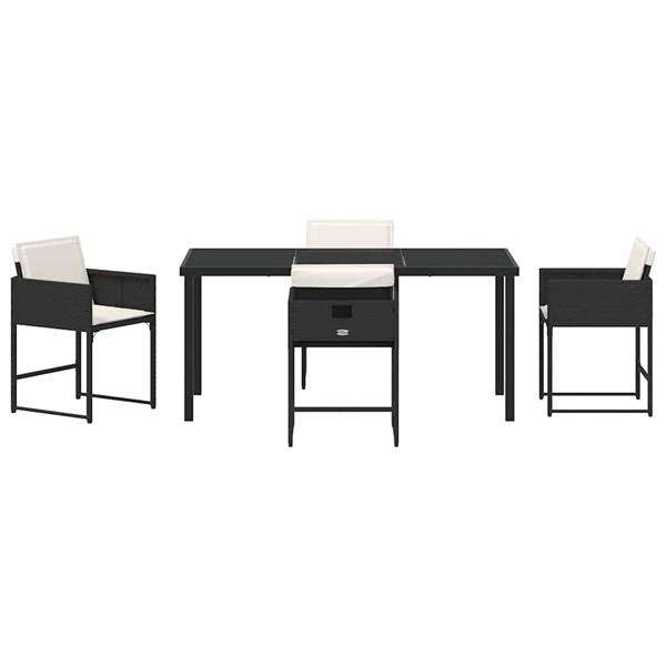 Grote foto vidaxl tuin eetset met kussen 5 pcs zwart poly riet tuin en terras tuinmeubelen