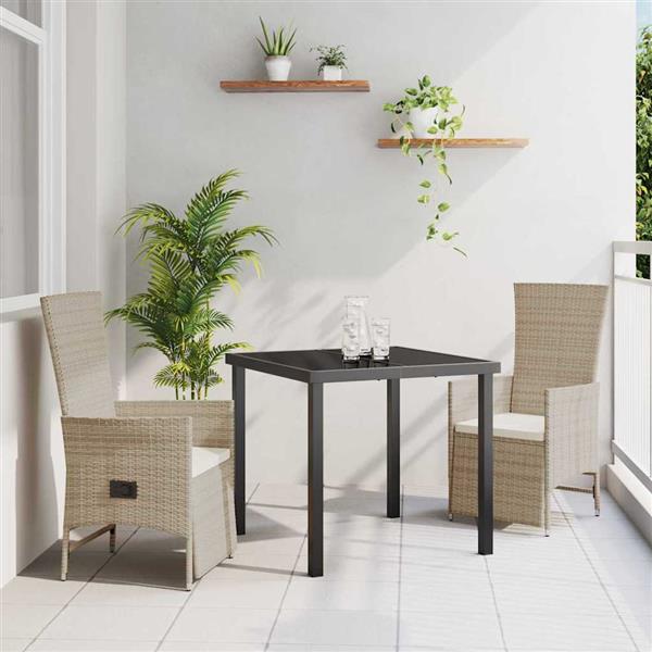 Grote foto vidaxl tuin eetset met kussen 3 pcs beige poly rattan tuin en terras tuinmeubelen