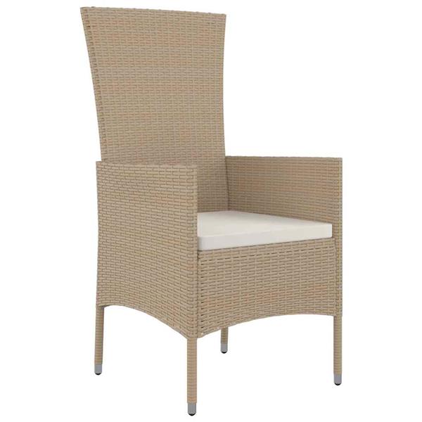 Grote foto vidaxl tuin eetset met kussen 5 pcs beige poly rattan tuin en terras tuinmeubelen