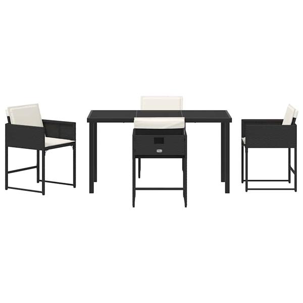 Grote foto vidaxl tuin eetset met kussen 5 pcs zwart poly riet tuin en terras tuinmeubelen