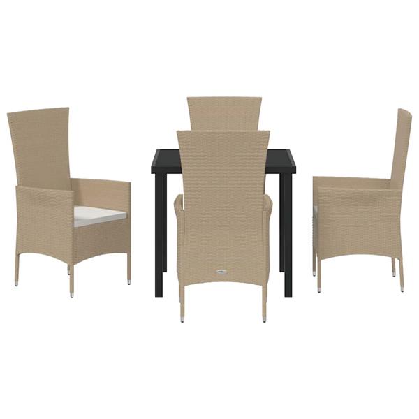 Grote foto vidaxl tuin eetset met kussen 5 pcs beige poly rattan tuin en terras tuinmeubelen