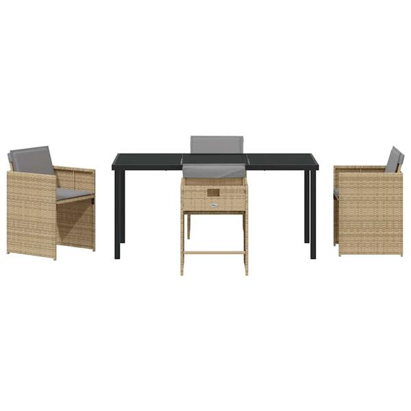 Grote foto vidaxl tuin eetset met kussen 5 pcs beige poly riet tuin en terras tuinmeubelen