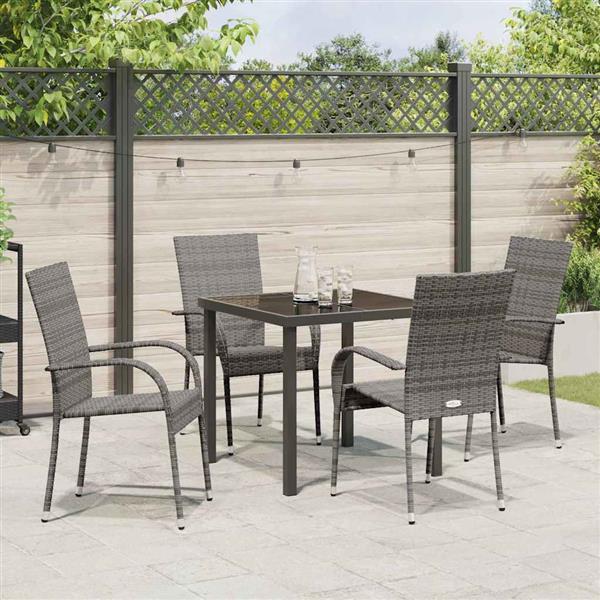 Grote foto vidaxl tuin eetset 5 pcs grijs poly riet tuin en terras tuinmeubelen