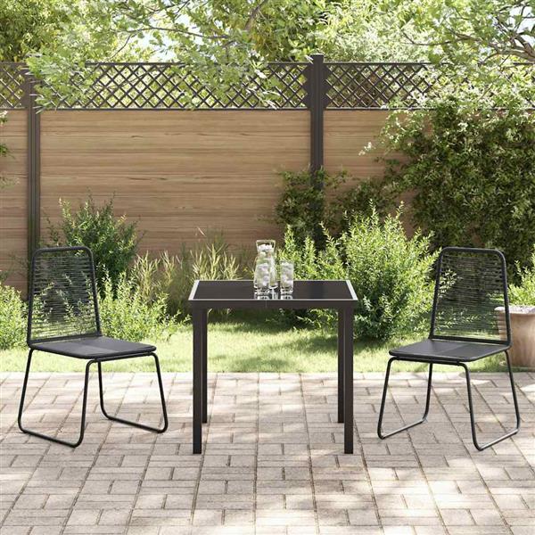 Grote foto vidaxl tuin eetset 3 pcs zwart poly riet tuin en terras tuinmeubelen