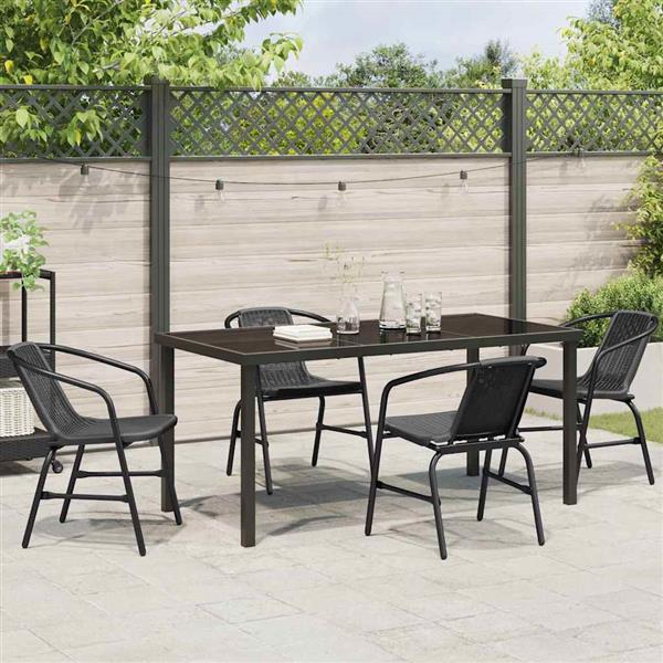 Grote foto vidaxl tuin eetset 5 pcs zwart poly riet tuin en terras tuinmeubelen