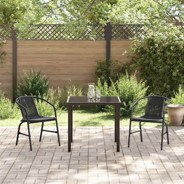 Grote foto vidaxl tuin eetset 3 pcs zwart poly riet tuin en terras tuinmeubelen