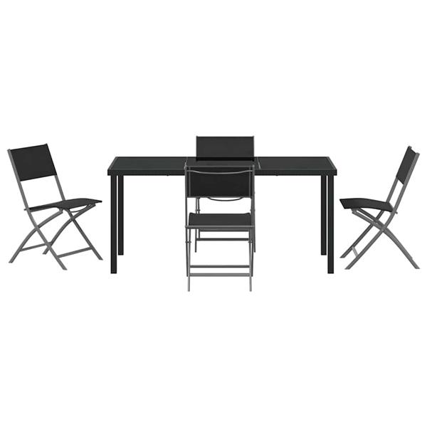 Grote foto vidaxl tuin eetset 5 pcs zwart textilene en staal tuin en terras tuinmeubelen