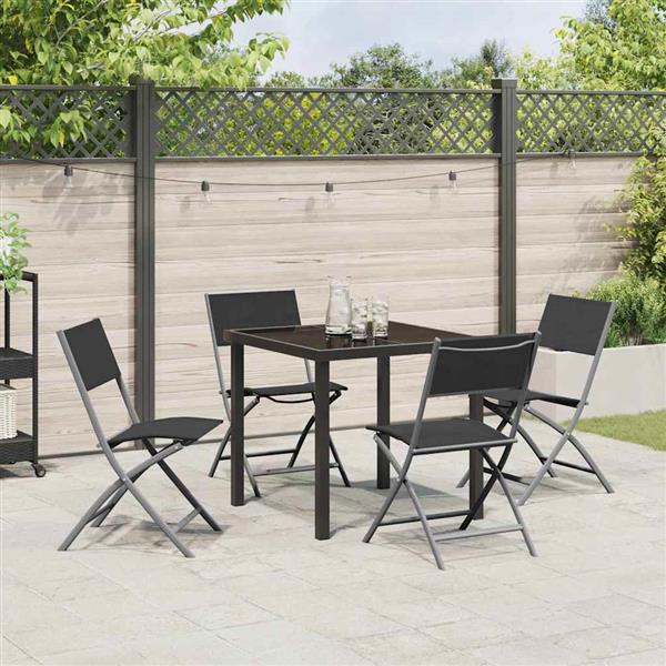 Grote foto vidaxl tuin eetset 5 pcs zwart textilene en staal tuin en terras tuinmeubelen