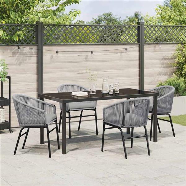 Grote foto vidaxl tuin eetset 5 pcs grijs poly riet tuin en terras tuinmeubelen