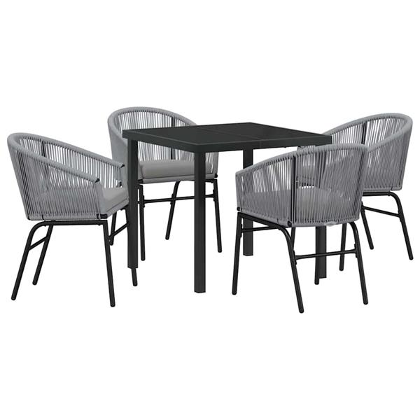 Grote foto vidaxl tuin eetset 5 pcs grijs poly riet tuin en terras tuinmeubelen
