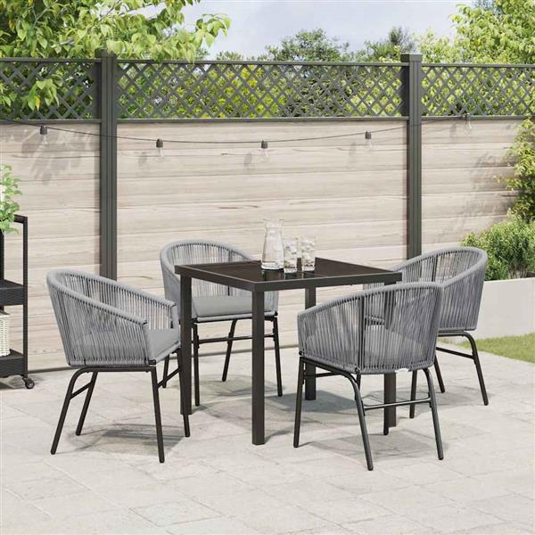 Grote foto vidaxl tuin eetset 5 pcs grijs poly riet tuin en terras tuinmeubelen