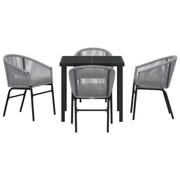 Grote foto vidaxl tuin eetset 5 pcs grijs poly riet tuin en terras tuinmeubelen