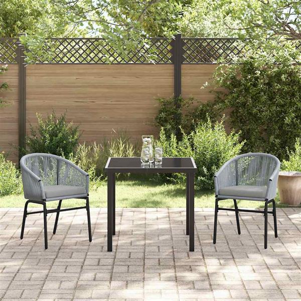 Grote foto vidaxl tuin eetset 3 pcs grijs poly riet tuin en terras tuinmeubelen