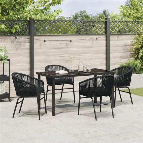 Grote foto vidaxl tuin eetset 5 pcs zwart poly riet tuin en terras tuinmeubelen