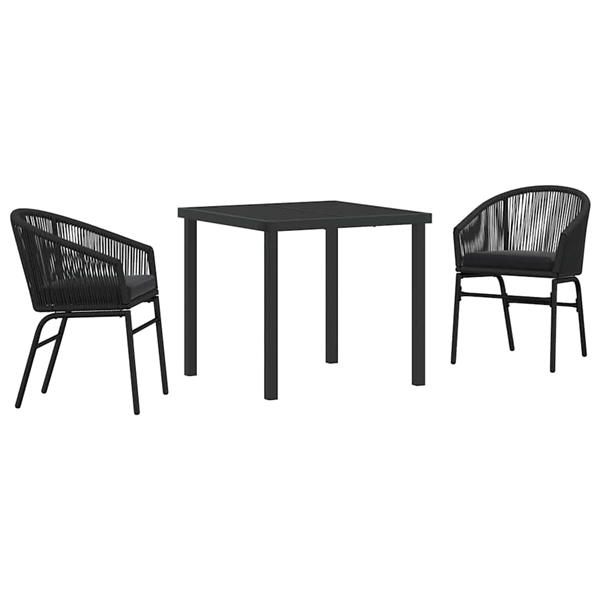 Grote foto vidaxl tuin eetset 3 pcs zwart poly riet tuin en terras tuinmeubelen