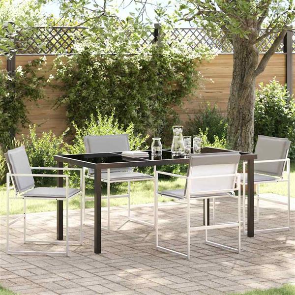 Grote foto vidaxl tuin eetset 5 pcs wit 160 x 80 x 73 cm textilene en staal tuin en terras tuinmeubelen