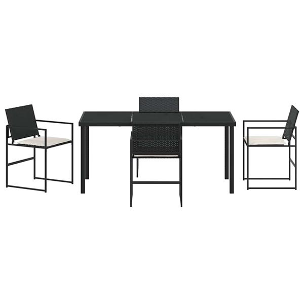 Grote foto vidaxl tuin eetset 5 pcs zwart poly riet tuin en terras tuinmeubelen