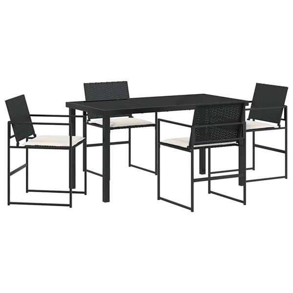 Grote foto vidaxl tuin eetset 5 pcs zwart poly riet tuin en terras tuinmeubelen