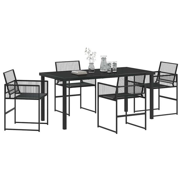 Grote foto vidaxl tuin eetset 5 pcs zwart poly riet tuin en terras tuinmeubelen