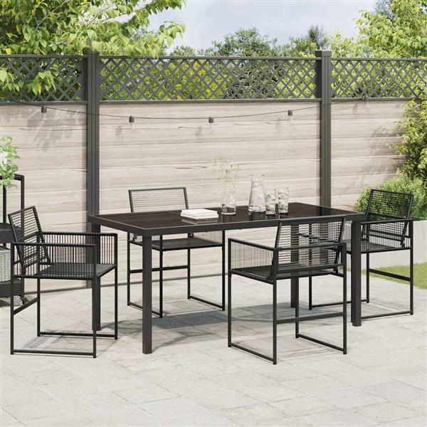 Grote foto vidaxl tuin eetset 5 pcs zwart poly riet tuin en terras tuinmeubelen