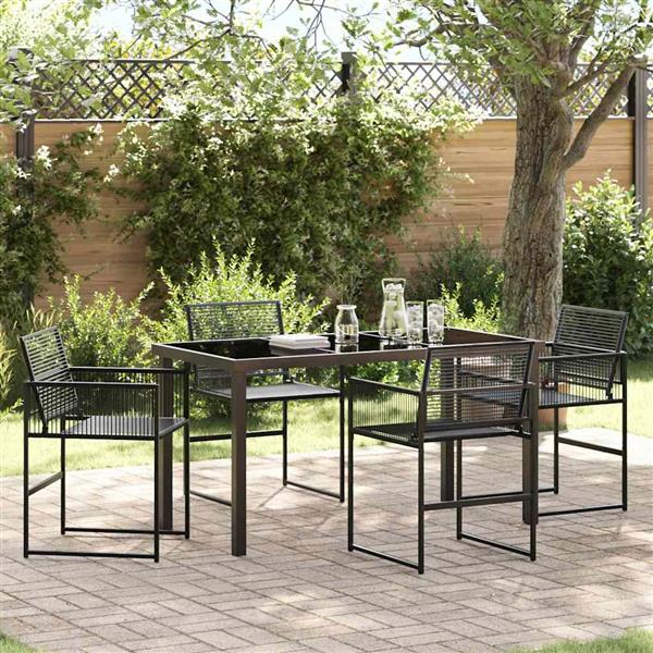 Grote foto vidaxl tuin eetset 5 pcs zwart poly riet tuin en terras tuinmeubelen
