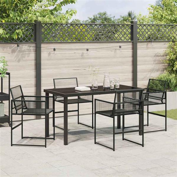 Grote foto vidaxl tuin eetset 5 pcs zwart poly riet tuin en terras tuinmeubelen
