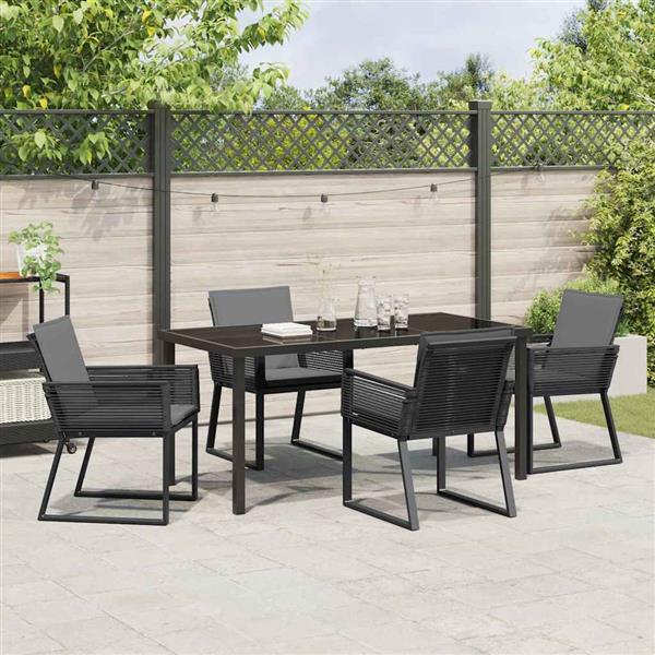 Grote foto vidaxl tuin eetset 5 pcs zwart poly riet tuin en terras tuinmeubelen