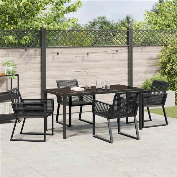 Grote foto vidaxl tuin eetset 5 pcs zwart poly riet tuin en terras tuinmeubelen