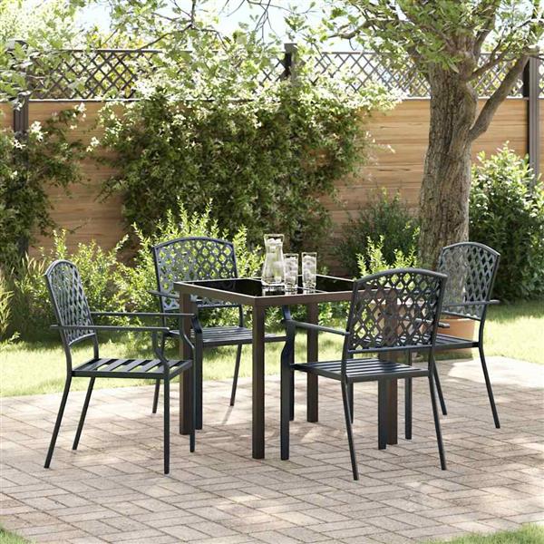 Grote foto vidaxl tuin eetset 5 pcs antraciet staal tuin en terras tuinmeubelen
