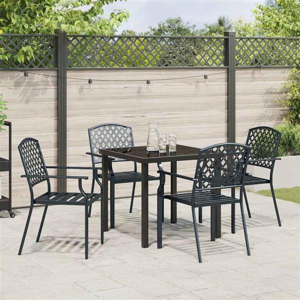 Grote foto vidaxl tuin eetset 5 pcs antraciet staal tuin en terras tuinmeubelen