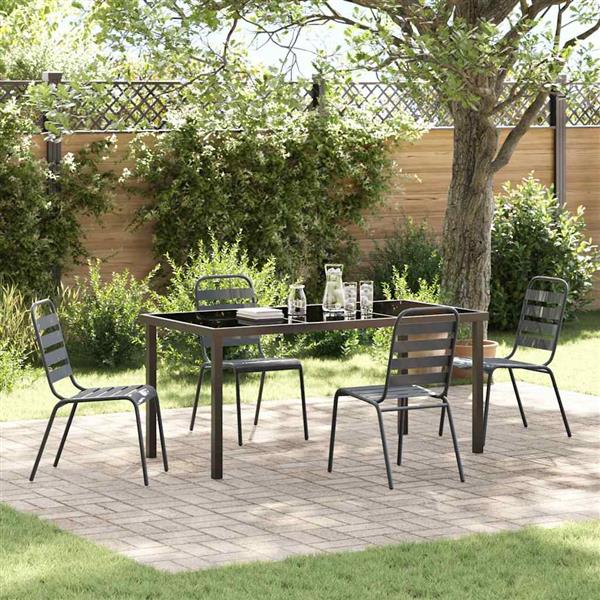 Grote foto vidaxl tuin eetset 5 pcs donkergrijs staal tuin en terras tuinmeubelen