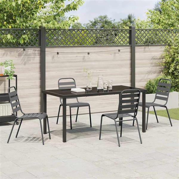 Grote foto vidaxl tuin eetset 5 pcs donkergrijs staal tuin en terras tuinmeubelen