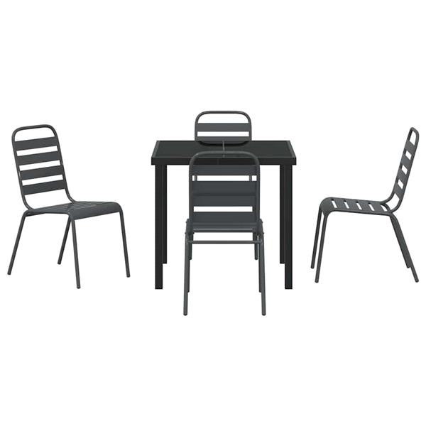 Grote foto vidaxl tuin eetset 5 pcs donkergrijs staal tuin en terras tuinmeubelen