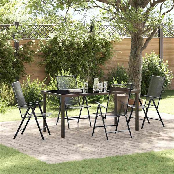 Grote foto vidaxl tuin eetset 5 pcs antraciet staal tuin en terras tuinmeubelen
