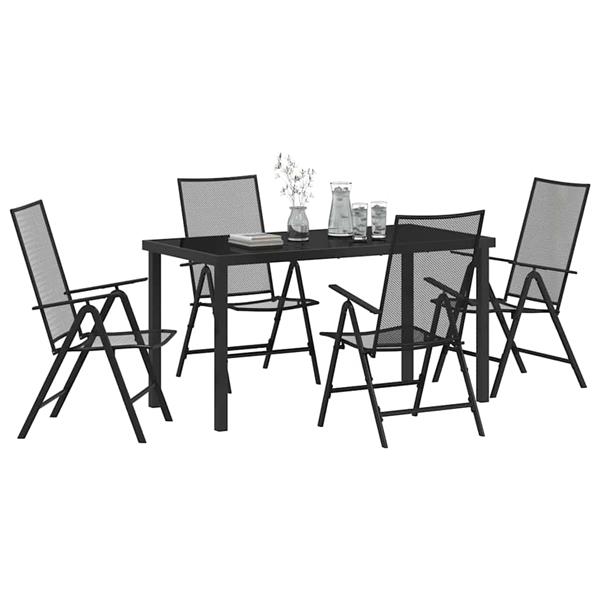 Grote foto vidaxl tuin eetset 5 pcs antraciet staal tuin en terras tuinmeubelen