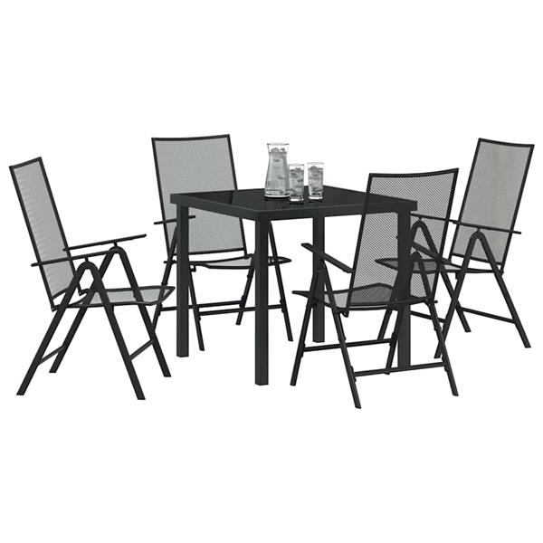Grote foto vidaxl tuin eetset 5 pcs antraciet staal tuin en terras tuinmeubelen