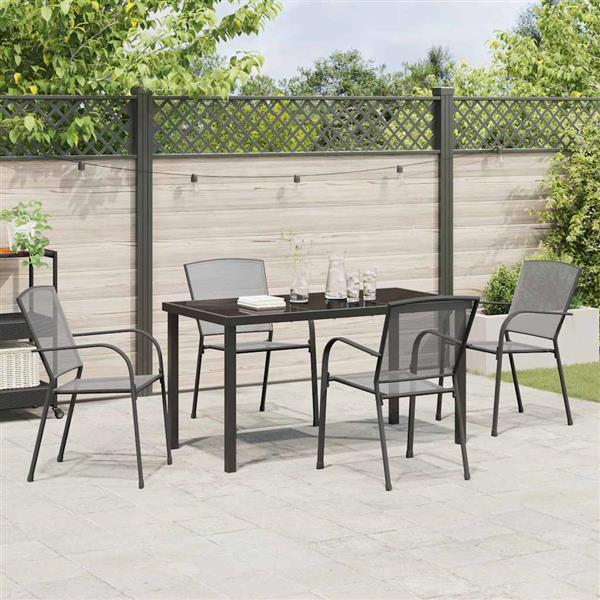 Grote foto vidaxl tuin eetset 5 pcs antraciet staal tuin en terras tuinmeubelen