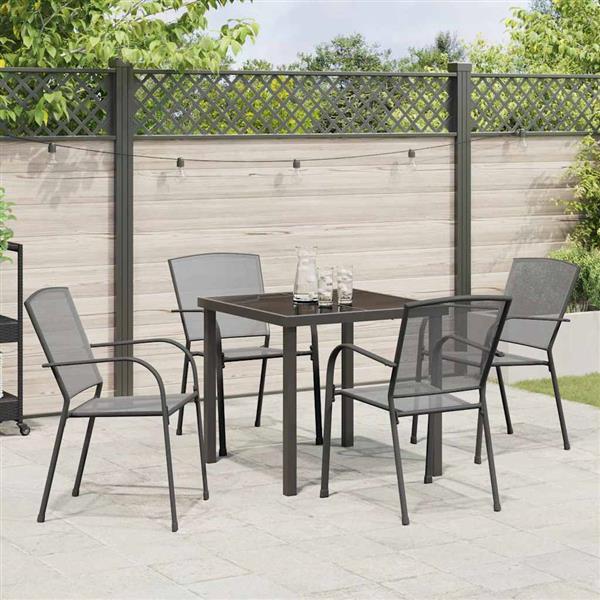 Grote foto vidaxl tuin eetset 5 pcs antraciet staal tuin en terras tuinmeubelen