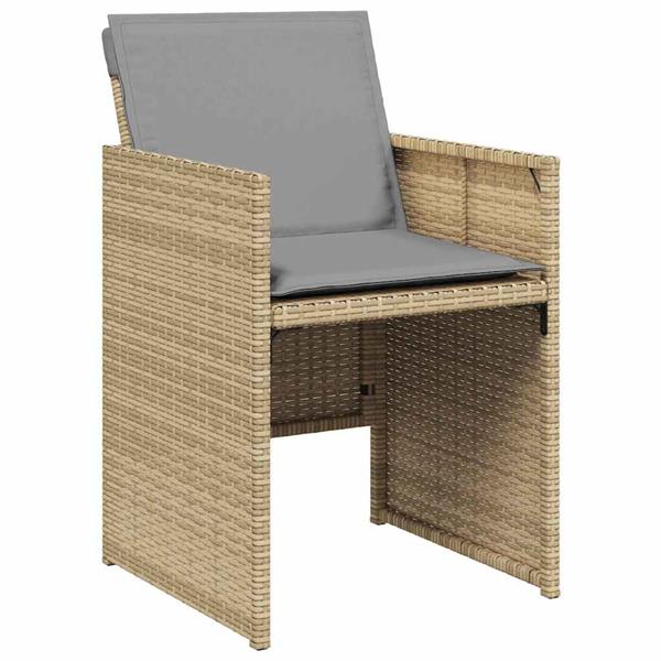 Grote foto vidaxl tuin eetset met kussen 5 pcs beige poly riet tuin en terras tuinmeubelen